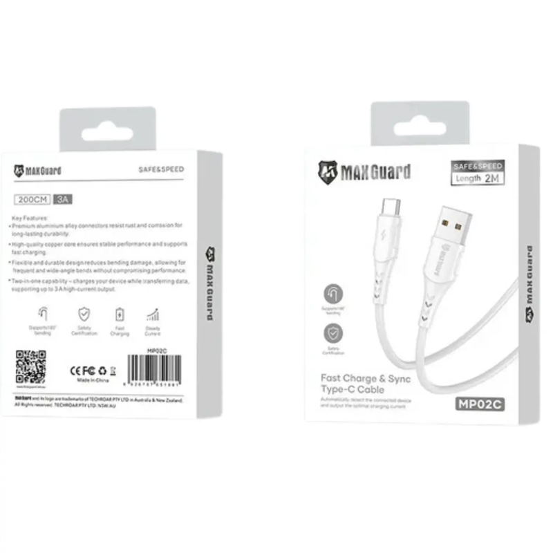 Maxguard 2m USB-A to C Cable MP02C by 9eight5