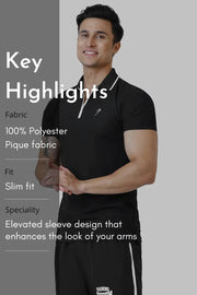 Stride Polo T-shirt Black by Fuaark Nz