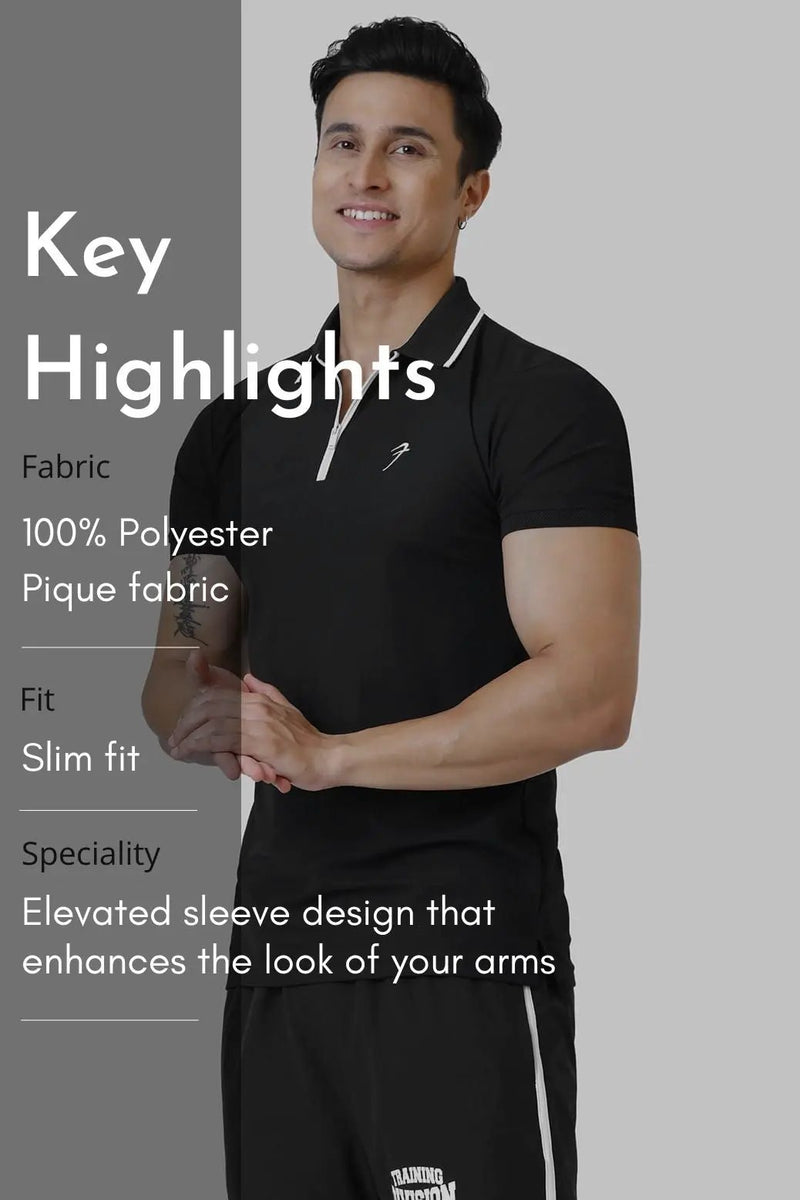 Stride Polo T-shirt Black by Fuaark Nz