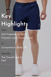 2 in 1 Compression Shorts Navy by Fuaark Nz