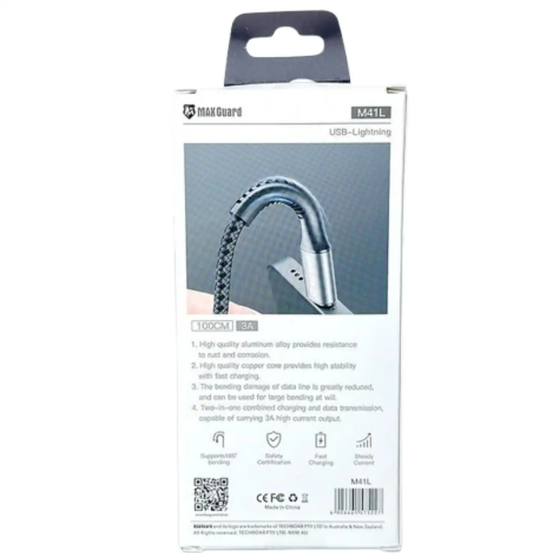 Maxguard 1m USB-A to Lightning cable M41L by 9eight5