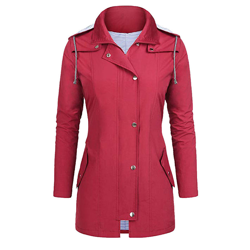 Womens Lightweight Waterproof Rain Jacket With Packable Hooded Shell