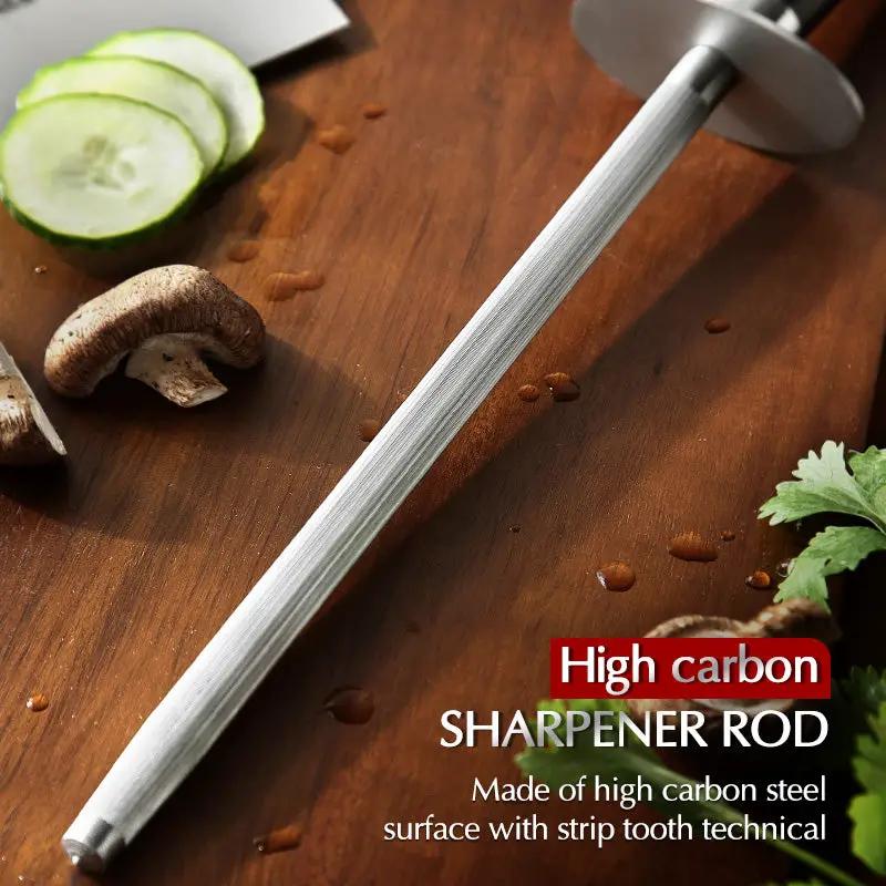 High Carbon Steel Knife Sharpening Rod Commercial Knife Sharpening Tool For Chefs Black by China Dropship
