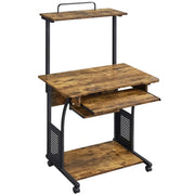 3-Tier Rolling Computer Desk Study Table with Printer Shelf by Yaheetech