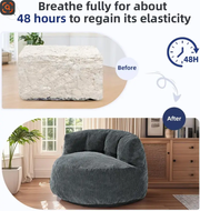 Corduroy Single Sofa with Wide Backrest Navy Blue by dealonline.co.nz