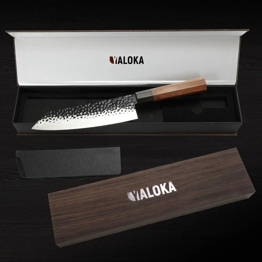 8 Inch Gyuto Knife - Professional Japanese Chef Knife - 3 Layers 9CR18MOV High Carbon Steel - Hand Hammered Blade Kitchen Knife - Kiritsuke Knife by China Dropship