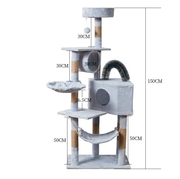 Cat Tree Scratching Post with Mouse 150CM - Light Grey by dealonline.co.nz
