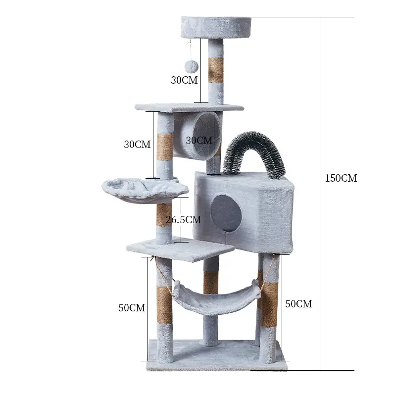 Cat Tree Scratching Post with Mouse 150CM - Light Grey by dealonline.co.nz