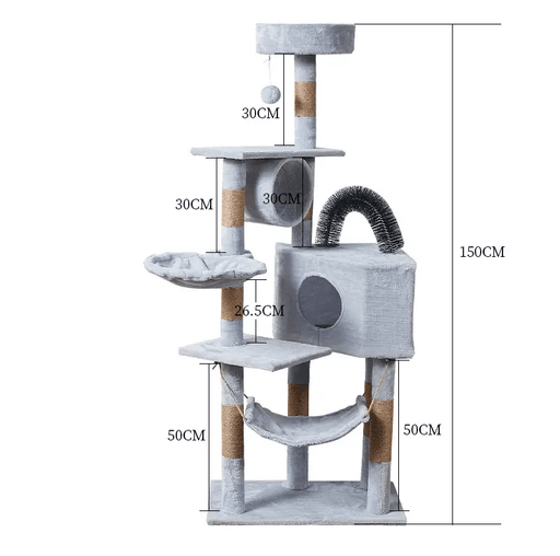 dealonline.co.nz dealonline.co.nz Cat Tree Scratching Post with Mouse 150CM - Light Grey Cat Tree Scratching Post with Mouse 150CM - Light Grey