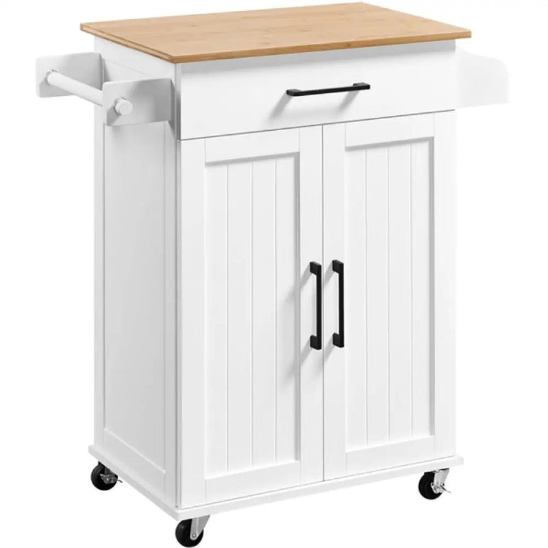 Kitchen Island Cart with Spice Rack Storage Rolling Kitchen Cart by Yaheetech