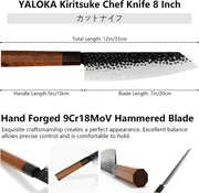 8 Inch Gyuto Knife - Professional Japanese Chef Knife - 3 Layers 9CR18MOV High Carbon Steel - Hand Hammered Blade Kitchen Knife - Santoku Knife by China Dropship