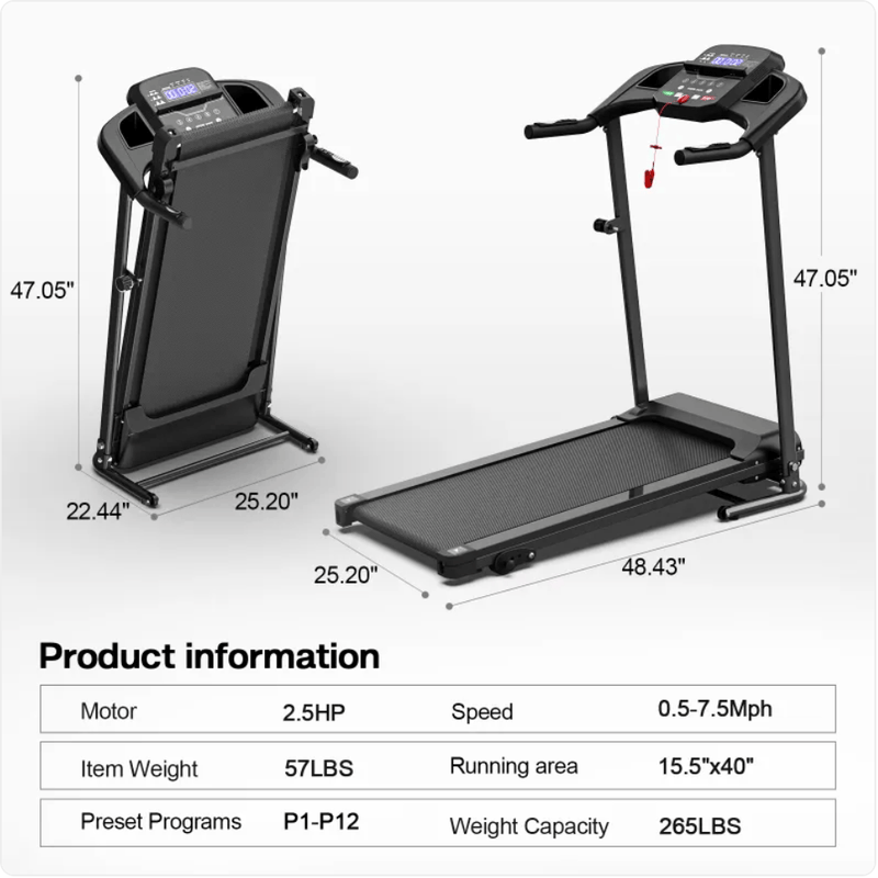 Folding Treadmill with Pulse Sensor by Action Outdoors Limited