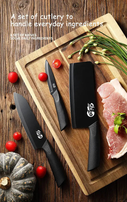 3pcs Black Blade Kitchen Knife Set for Cooking by Action Outdoors Limited