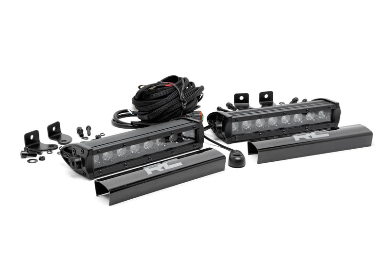 8 Inch Black Series LED Light Bar Single Row Cool White DRL Pair by Magwarehouse.com