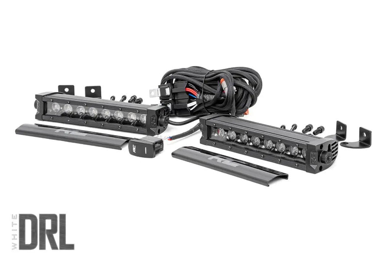 8 Inch Black Series LED Light Bar Single Row Cool White DRL Pair by Magwarehouse.com