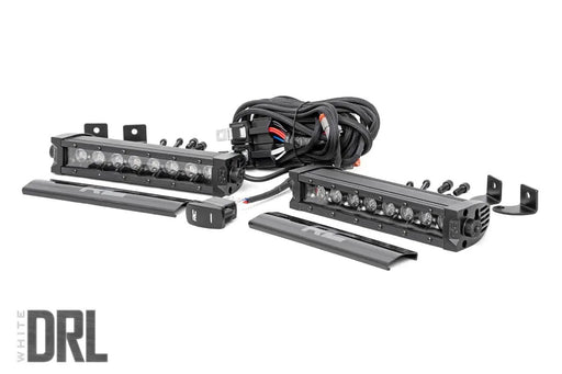 8 Inch Black Series LED Light Bar Single Row Cool White DRL Pair by Magwarehouse.com