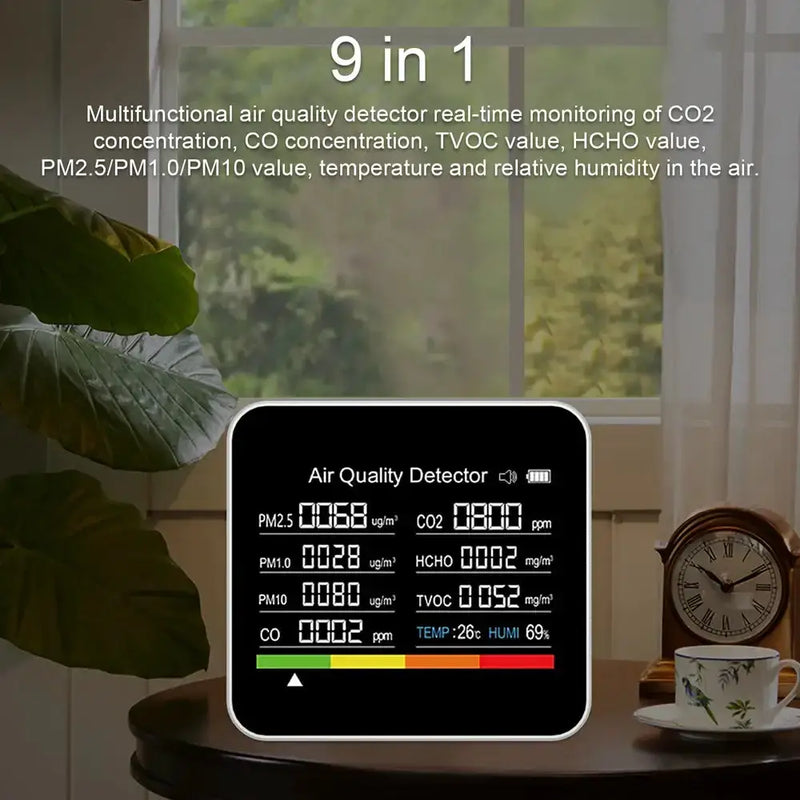 9-in-1 Air Quality Monitor with CO₂, PM & Temperature Sensors by Habicare