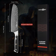 Kegani Santoku Knife 7 Inch Japanese Santoku Knife, 73 Layers AUS-10 Damascus Japanese Knife, FullTang G10 Handle Damascus Santoku Knife With Case & Sheath - Santoku Knife by China Dropship