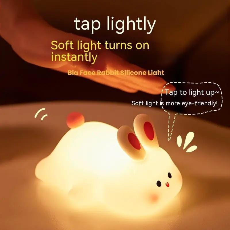 Cute LED Night Light Rabbit Silicone Touch Sensor Night Lamp For Kids by Action Outdoors Limited