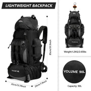 90L Waterproof Hiking & Camping Backpack (various colours available) by Habicare