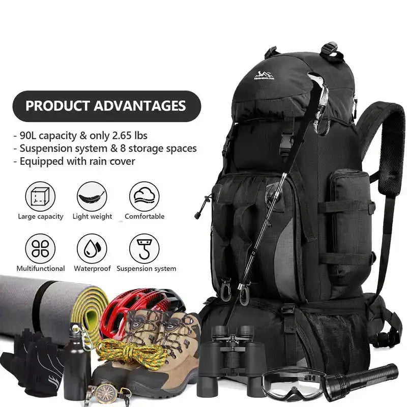 90L Waterproof Hiking & Camping Backpack (various colours available) by Habicare