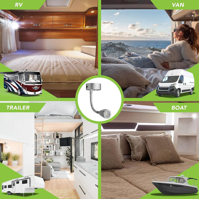 Warm White Touch Switch USB LED Spot Reading Light Caravan Boat Interior Lamp 12V by salelink.co.nz
