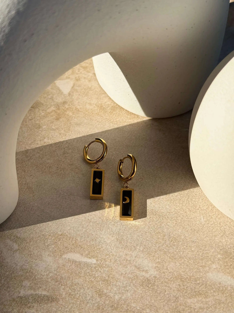 Whetū & Marama Pango Gold Huggies by Tahana Jewellery