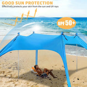 Beach Canopy with 4 Aluminium Poles – UPF 50+ Large Portable Sun Shelter (300 × 300 cm) ZYDZ6024 by ECOTREK