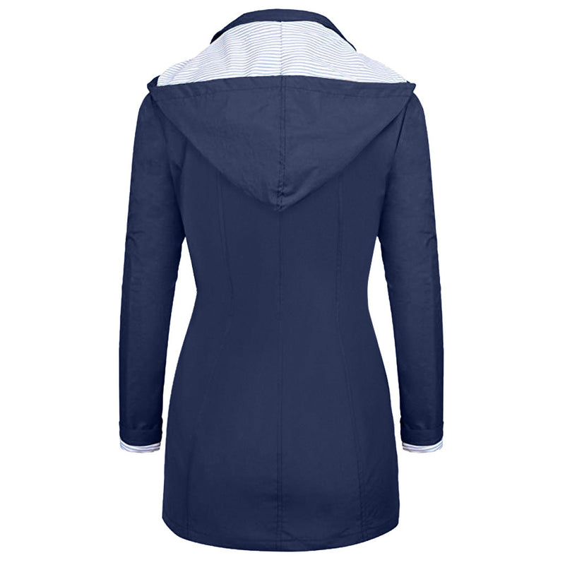 Womens Lightweight Waterproof Rain Jacket With Packable Hooded Shell