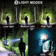 Headlamps XHP70 Super Bright Waterproof 3 x 18650 Batteris Adjustable Focus by dealonline.co.nz