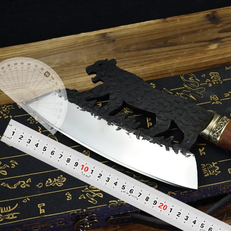 Forged Knife Meat Cleaver Slaughter Sharp Figured Vegetable Cutter Kitchen Cooking Tools Silver by China Dropship