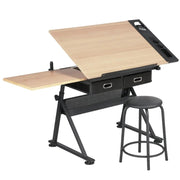 Drafting Table & Stool Set with Adjustable Table Angles & Heights All-in-One by Yaheetech