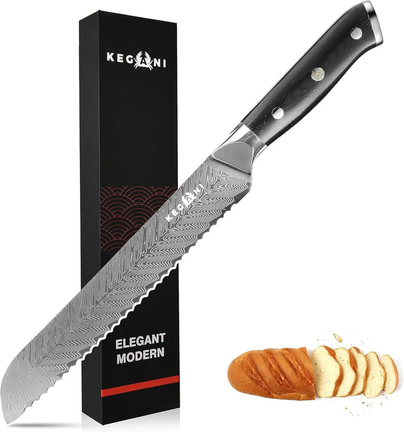 Kegani Meat Cleaver Knife 7 Inch - Damascus 73 Layers AUS-10 Steel Core Butcher Knife - G10 Handle Chinese Knife With Gift Box & Sheath - Meat Cleaver Knife-Silver Knight Series by China Dropship