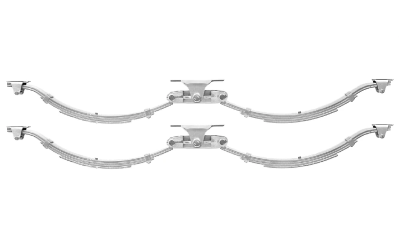 Eye to Slipper - 3000kg - 45mm wide - Pair featuring a dual set of springs mounted on a rocking system.