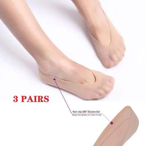 3 Pairs Women Invisible Low Cut Anti Slippery Stretchy Loafer Boats Socks by dealonline.co.nz