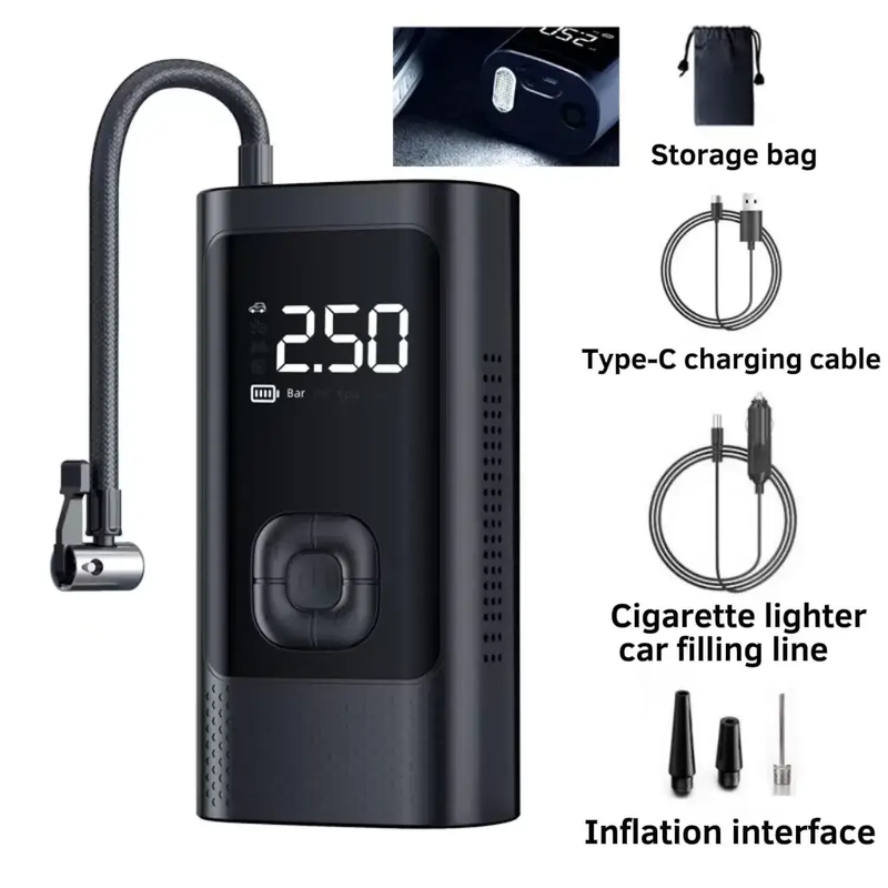 Portable Car Tyre Inflator Cordless Digital Air Compressor Rechargeable Air Pump by salelink.co.nz
