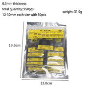 950 Piece Set of Watch O-rings 0.5mm / 12-30mm (for waterproof watches) by That Watch Shop