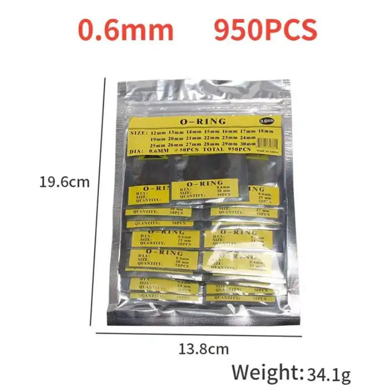 950 Piece Set of Watch O-rings 0.6mm/12-30mm (for waterproof watches) by That Watch Shop