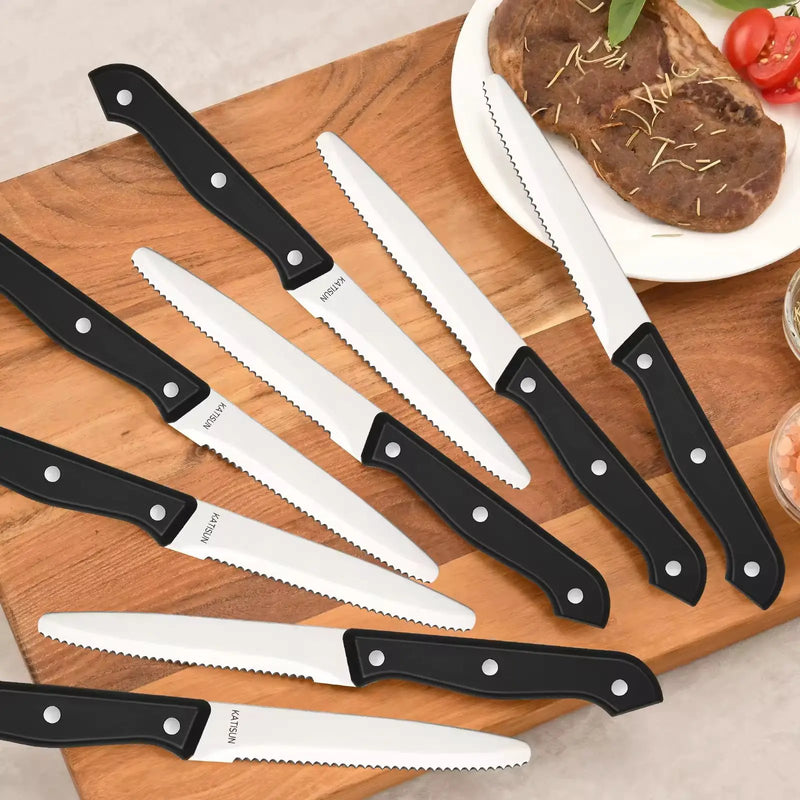 12-piece Kitchen Knife And Accessory Set With High-carbon Stainless Steel Blades, Including Meat And Steak Knives, With ABS Handles - Primary color by China Dropship
