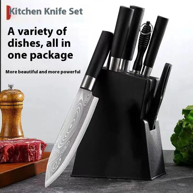 Household Kitchen Knife Suit Laser Pattern Stainless Steel Kitchen Knives 6piece Set Of Knives by China Dropship