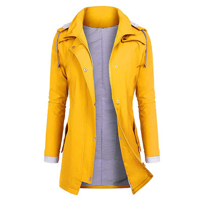 Womens Lightweight Waterproof Rain Jacket With Packable Hooded Shell