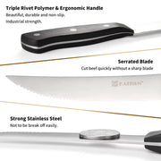 8-Piece 4.5-Inch Steak Knife Set, Carbon Steel Double Bevel, With Eco-Friendly POM Handles And Gift Box - Primary color by China Dropship