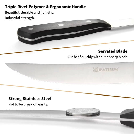8-Piece 4.5-Inch Steak Knife Set, Carbon Steel Double Bevel, With Eco-Friendly POM Handles And Gift Box - Primary color by China Dropship