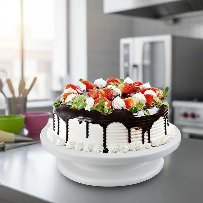 Rotatable Cake Turntable +Rubber Base Ring+Scraper by dealonline.co.nz