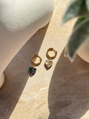 Pāua Gold Heart Huggies by Tahana Jewellery