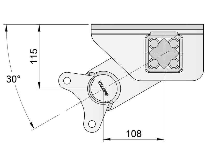 Technical drawing of Full Beam Duratorque component with dimensions 115mm, 108mm, and angle 30 degrees.