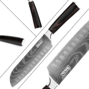Qulajoy Santoku Knife, High Carbon Stainless Steel Chef Knife Japanese Kitchen Knives With Ergonomic Pakkawood Handle, Chopping Knife For Home Kitchen Cooking - Santoku Knife by China Dropship