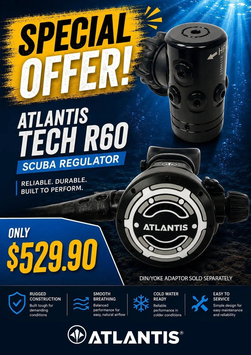 NZ Diver Diving Regulator Tech R60 - Atlantis Regulator Tech R60 - Atlantis | NZ