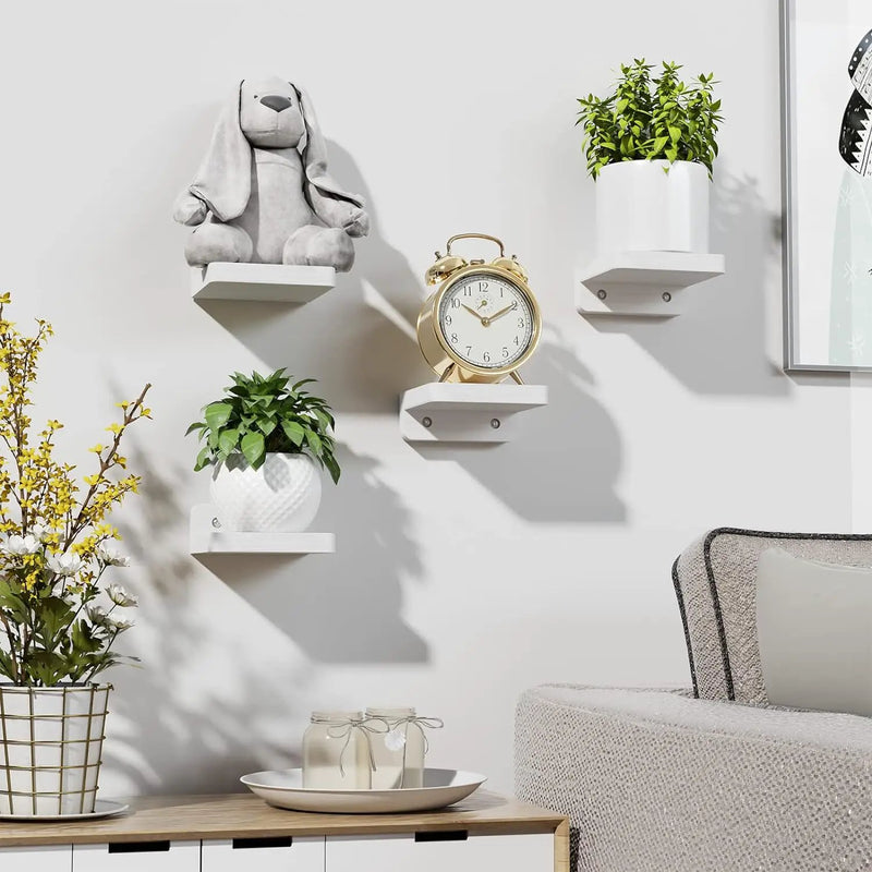 Mini Floating Shelves Wall Mounted Set of 4 White by salelink.co.nz