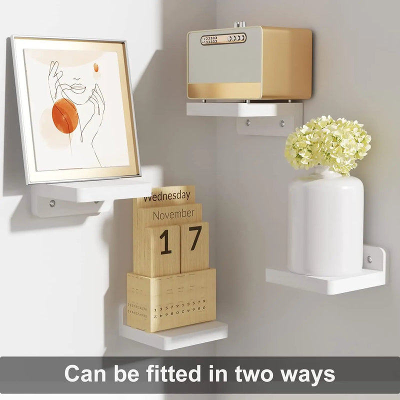 Mini Floating Shelves Wall Mounted Set of 4 White by salelink.co.nz